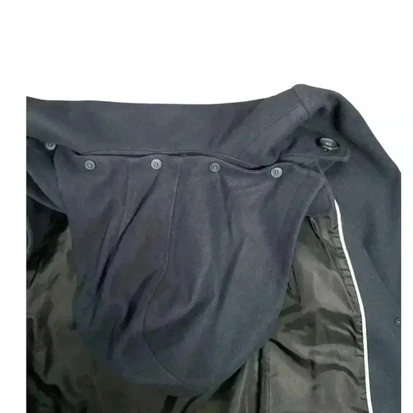 ANN TAYLOR Loft PeaCoat Size 10 Navy Blue Virgin Wool Blend Great Condition - Picture 12 of 16